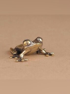 Retro Brass Miniature Frog Figurine